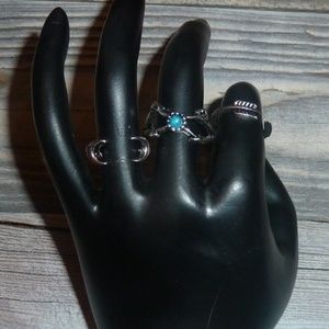 Womens Rings Tribal Turquoise Stone Moon 4.5-5.5